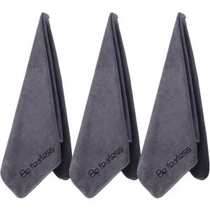 Microfiber Gym Towels Bigger Size Super Soft for Exercise Fitness, Sports, Workout, 380-GSM 15-Inch x 31-Inch Quick-Drying Towels (3 Pack, Grey)