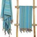 Cacala Pestemal Turkish Beach Towel Highly Absorbent Quick and Easy Dry Soft and Comfortable for Bath, Spa, Pool, Gym and Yoga 100% Cotton 37 x 70 (Blue)