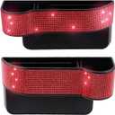 Bling Bling Car Seat Gap Filler, Car Seat Console Pockets Organizer Caddy Catcher, Crystal Auto Console Side Pouchs for Cellphone Wallet Coin Key Credit Card (Driver side & Passenger side-Red)