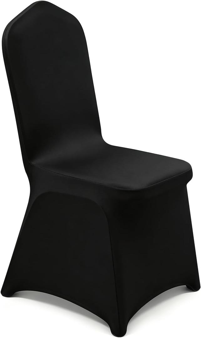 50PCS Black Chair Covers, Wrinkle Resistant, Elastic Stretch and Washable, Stretch Polyester Spandex Slipcovers Folding Chair Covers for Party, Wedding, Dining, Banquet, Event
