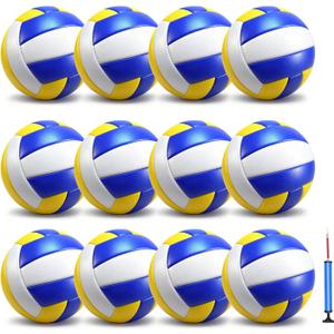 jiaonun 12 Pack Regulation Size 5 Volleyballs for Women and Men, Outdoor or Indoor, with Pump