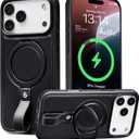 Butaiga for iPhone 17 Pro Max Leather Case with Stand, Anti-Slip Grip Ring, Fits for MagSafe (Black, iPhone 17 Pro Max)