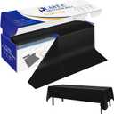 Plastic Table Cover Roll Black Disposable Table Cloth 54 in x 100 Ft, Plastic Table Cloths with Slide Cutter Table Cover for Parties