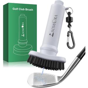 SOMORA Pro Golf Club Cleaner Water Brush - White Elephant Gifts for Adults, Golf Bag Accessories Golf Gifts for Men Dad Father's Day, Magnetic Golf Club Brush Groove Cleaner, Christmas Mens Gifts (Gray)