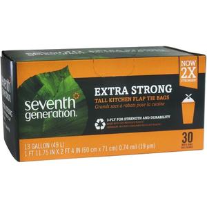 Seventh Generation, Tall Kitchen Trash Bags 13 Gal, 30 Count, 6 Pack