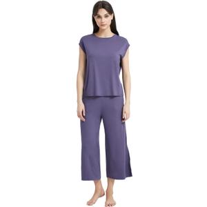 GYS Bamboo Viscose Pajamas for Women Summer Capri Set, Air Purple, X-Large