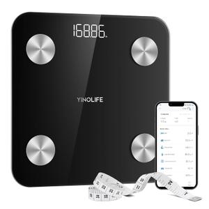 Scale for Body Weight, Digital Smart Bathroom Weight Scale with BMI, Body Fat, Muscle Mass, Accurate 20 Body Composition Scale, 10.2" Compact Platform with APP, 400lb, Black