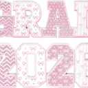 Kathfly 2 Pack 2026 Grad Signs Glitter Graduation Party Decorations Graduation Table Centerpieces Class of 2026 Wooden Tabletop Congrats Grad Signs Table Toppers for Congrats Decor(Pink Bow)
