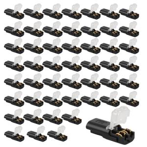 50 Pcs Double Wire Plug in Connector, 2 Pin Low Voltage LED Light Strip Connectors with Locking Buckle for 22-18 AWG Wires, No-Stripping Quick Splice Clips for Home and Lighting Projects