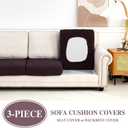 LA MEACK Couch Cushion Covers Seat Cushion Cover Stretch Couch Cover Separate Sectional Sofa Slipcovers Furniture Protector(3 Pieces for Seat or Sofa Backrest, Brown)