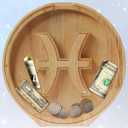 WOOD CITY Wooden Horoscope Piggy Bank for Kids Boys Girls, 10" Large Personalized Bills and Coins Bank Money Box for Toddlers, Creative Birthday Gift for Real-Money, Home Decorations (Pisces)