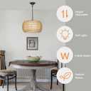 Rattan Farmhouse Chandelier Light Fixtures, 5-Lights Boho Large Pendant Light,Hand Woven Chandeliers for Dining Room with Fabric Shade,Rustic Chandeliers Hanging Light Fixtures for Kitchen Island
