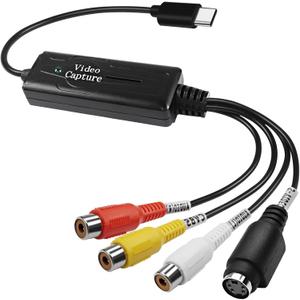 XMSJSIY RCA AV to USB C Converter - 1 Channel AV NTSC PAL Video S Video/Composite to USB Converter for Mobile Phone/PC