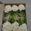 Meldel White Ivory Rose Wrist Corsage, Set of 6, Wedding Bridal Flower Corsage Hand Decor for Prom Party Homecoming, Wristband Flowers Bride, Bridesmaid, Girl