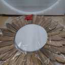 Honiway Mirror Wall Decor 21 inch Rustic Wood Boho Aesthetic Mirror for Room & Home Decor Farmhouse Wall Decor at Living Room Bedroom Carbonized Black