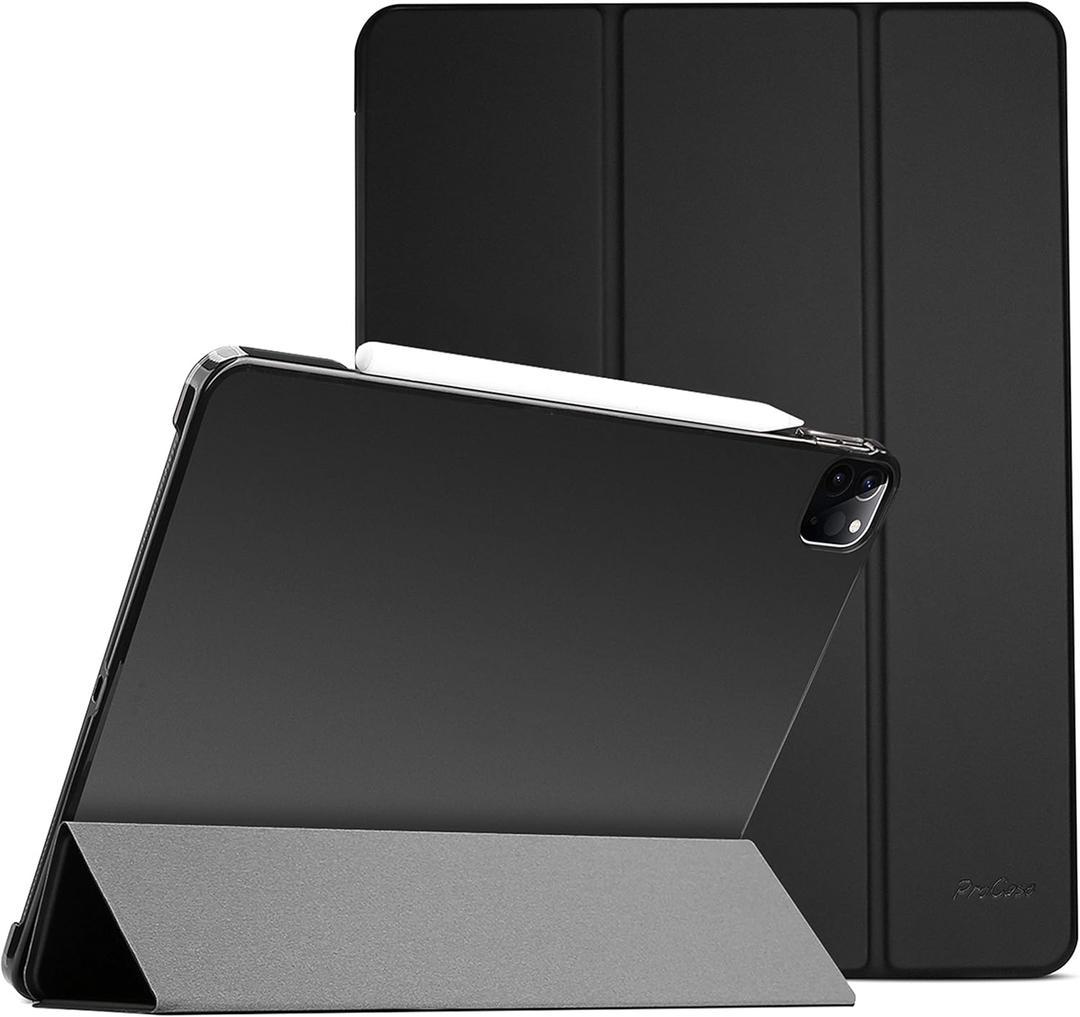 ProCase Smart Case for iPad Pro 12.9 2022/2021/2020/2018, Slim Stand Hard Back Shell Smart Cover for iPad Pro 12.9" 6th Gen/5th Gen/4th Gen/3rd Gen - Black