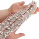 ShiDianYi Wedding Rhinestones Pearls Trim, 1 Yard Long Silver Rhinetones for Dress, Bridal Applique, Crystal Beaded Applique