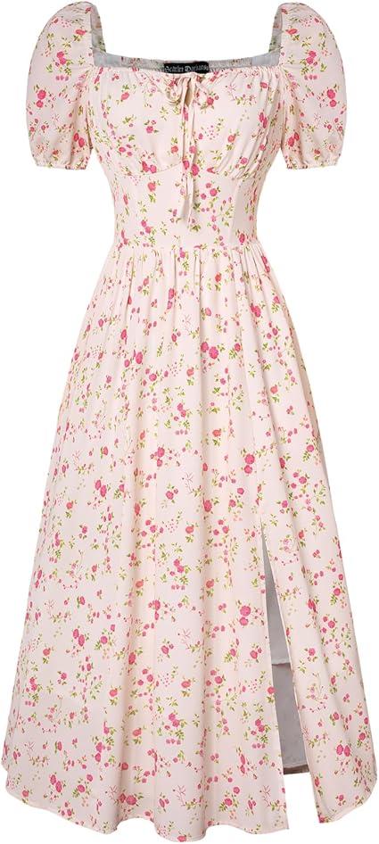 Scarlet Darkness Cottagecore Dress for Women Split Long Dress Milkmaid Corset Dresses, Size: M