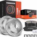 A-Premium 11.42 In (290mm) Rear Brake Rotors & Ceramic Pads Kit, 6-Pack