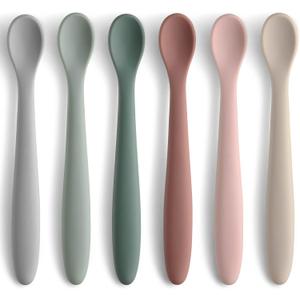 6-Piece Silicone Baby Feeding Spoons, First Stage Infant Spoons, Soft-Tip Easy on Gums I Baby Training Spoon | Infant Utensils Feeding Supplies, Dishwasher & Boil-proof