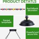 3 Lights Adjustable Pool Table Light for 7'-8' Billiard Tables, Hanging Pool Table Lighting Fixture, Billiard Pendant Lamp with Metal Shades & Billiard Balls Decor, Bulb Not Included