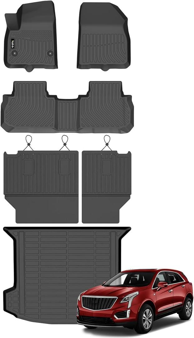 Wailtnb-Mats for Cadillac XT5 2017-2025 2026 All Weather Floor Liner Car Mat for XT5 Custom Fit Automotive Full Set Accessories(Floor Mat& Cargo Mat& Backrest Mat)