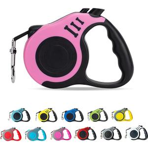 LIEVUIKEN Retractable Dog Leash Automatic Telescopic Tractor Dog Tape | Pet Tape 16 FT Durable and Convenient, with Non-Slip Handle, Suitable for Small and Medium-Sized Dogs, Pink