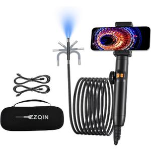 Endoscope Camera with Light for iPhone & Android 360 Rotation Borescope Camera with Light, Two-Way 1080P HD Snake Camera with 5.01FT IP67 Waterproof for Mechanics & Plumbers,6.2mm Lens