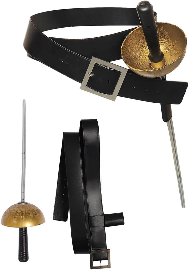 Kids Cosplay Sword Adjustable Leather Holder Belt Medieval Pirate Cat in Boots Costume Accessory