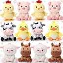 12 Pcs Mini Farm Stuffed Animals Bulk 4 Inch Farm Plush Toys Animals Plush Cow Horse Duck Chick Pig Sheep for Wedding Birthday Baby Shower Classroom Student Awards Graduation Party Favors