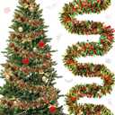 177 Feet Christmas Tinsel Garland Metallic Shiny Hanging Christmas Tree Tinsel Garland Ornaments for Indoor Outdoor Party Wedding Holiday(Red Green Gold)
