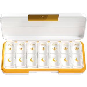 Zoksi Am Pm Pill Organizer 7 Day, Weekly Pill Box 2 Times a Day, Medicine Pill Organizer with Separate Compartment, Travel Pill Case Dispenser Portable for Vitamins, Fish Oils, Medicines(White)