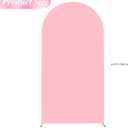 Wokceer 6.6FT Wedding Arch Cover Spandex Fitted Wedding Arch Stand Covers Round Top Chiara Arch Backdrop Cover for Birthday Party Ceremony Banquet Decoration Pink