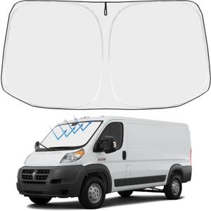Proadsy 2025 Upgrade Windshield Sun Shade Custom Fit Dodge Ram Promaster 2014-2024 2025 4-Layer Foldable Front Sunshade Protector Sun Visor Blocks UV Rays Keep Car Cooler