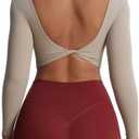 Aoxjox Long Sleeve Crop Tops for Women Emma Twist Back Workout Cropped T Shirt Top Size M