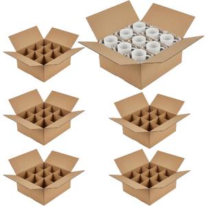 ZSZMFH 6 Sets Moving Boxes with Divider Kits, 12.7 x 12.7 x 4.7 Inches Kitchen Moving Boxes, Glassware Dish Packing Box Contains 24 Corrugate Dividers and 54 Foam Pouches