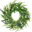 Artificial Eucalyptus Wreath for Front Door，20in Front Door Wreath All Season with Eucalyptus Leaves，Large White Berries for Outside Wall Window Farmhouse Indoor Outdoor Party Holiday