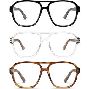 3 Pack Oversized Aviator Spring Hinge Reading Glasses for Women Men +1
