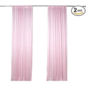 J&V TEXTILES 2 Panels Solid Grommet Semi Sheer Faux Silk Window Curtain Drapes Treatment in 84" Length (Pink) Visit the J&V TEXTILES Store