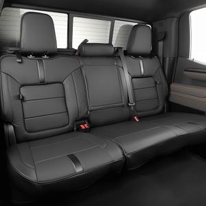 Leather Car Seat Covers for 2019-2026 Silverado/Sierra Crew Cab,Black