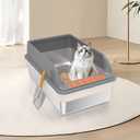 Stainless Steel Sifting Litter Box with Lid, Large Sifting Cat Litter Box for Pine Pellets & Big Cats,Metal Pellet Sifter Litter Pan System for Odor Control,Sifting Box Liners & Scoop (L:19.7''×13.8''×10'')