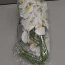 FagusHome 32" Artificial Phalaenopsis Flowers 4 Pcs with 2 Bundles Leaves Artificial Orchid Flowers Stem Plants for Home Décor (White)