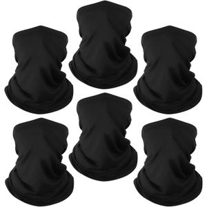 Neck Gaiter Bandana Face Mask: Cooling Gator Mask Breathable Face Cover Ski Neck Scarf Protection from Dust Sun for Men Women (One Size, 6 Black)