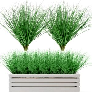 RAINFLOW 25 Pcs Artificial Wheat Grass - Fake Shrubs Wheat Grass Artificial Greenery Stems Outdoor Faux Green Onion Grass Plants for Indoor Garden Home Office Vase Patio Backyard Decor