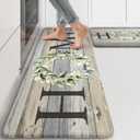 KIMODE Kitchen Mats for Floor 17"x47"+17"x29", Farmhouse Kitchen Rugs Sets of 2, Anti Fatigue Mats for Kitchen Floor, Cushioned Comfort Kitchen Floor Mats for Sink, Laundry, Desk Grey