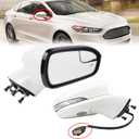 Dasbecan Right Passenger Side Mirror Assembly Compatible with Ford Fusion 2016-2020 Power | Heated | Turn Signal | Puddle Light | Manual Folding l FS73-17682 | White | 7Pins