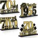4 Pcs 70th Birthday Table Decorations Vintage 1955 Black Gold Birthday Party Centerpieces Aged to Perfection 70th Birthday Supplies Cheers to 70 Years Table Topper Wooden Decor for Men 70 Years Old