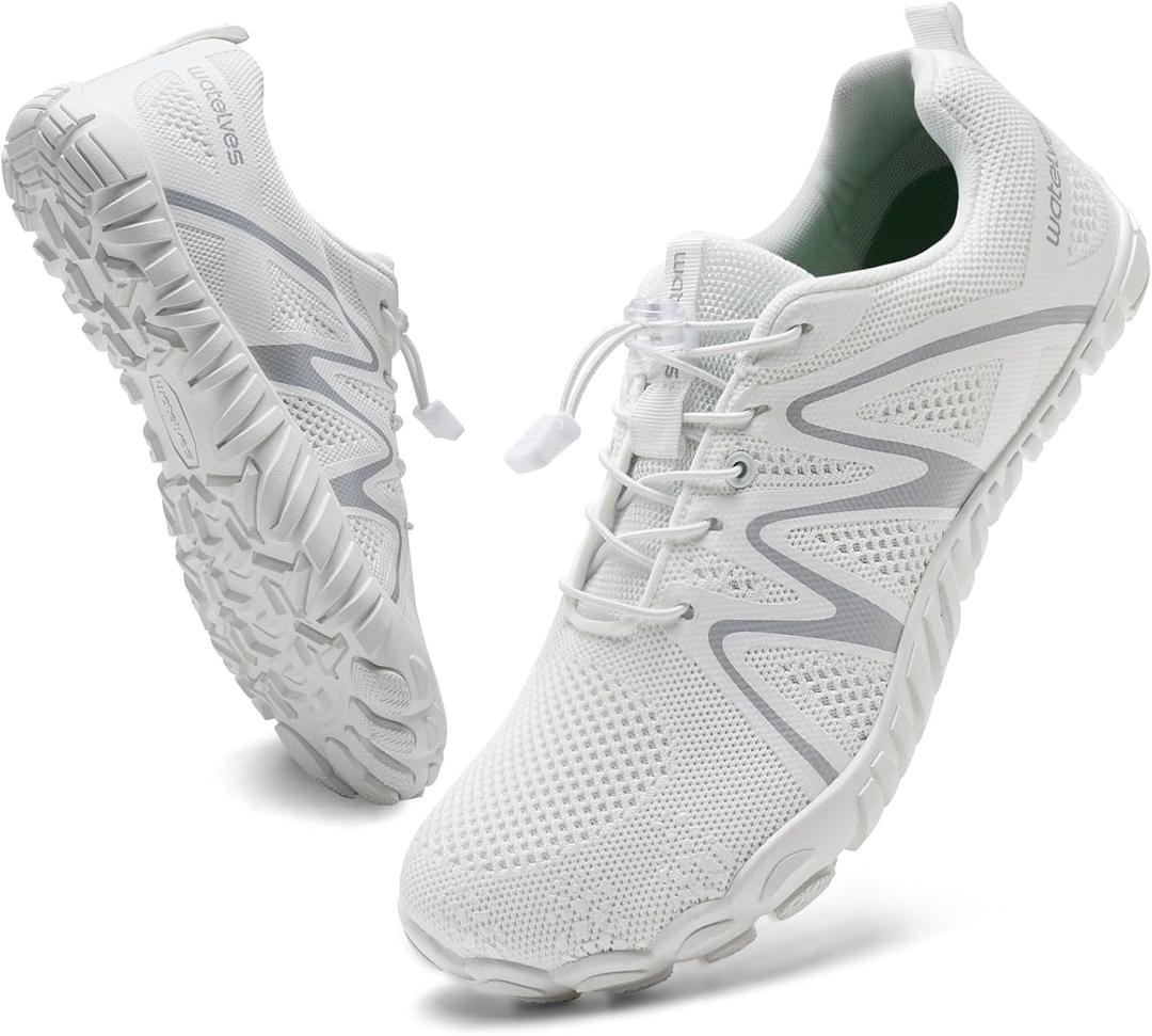 WateLves Barefoot Water Shoes Women Men Breathable Wide Width Toe Box Beach Walking Shoes Comfortable Slip On Minimalist Sneakers for Travel Hiking (White)