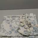 Jinchan Tie Up Valance Floral Linen for Windows Farmhouse Valance 36 Inch Peonies Botanical Short Window Treatment Adjustable for Kitchen Living Room Light Filtering 1 Panel Blue on Beige