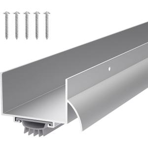 1-3/4" x 36" U Shaped Aluminum Door Sweep with Drip Cap, Screw-On Metal Weather Stripping for Exterior Doors (Silver)